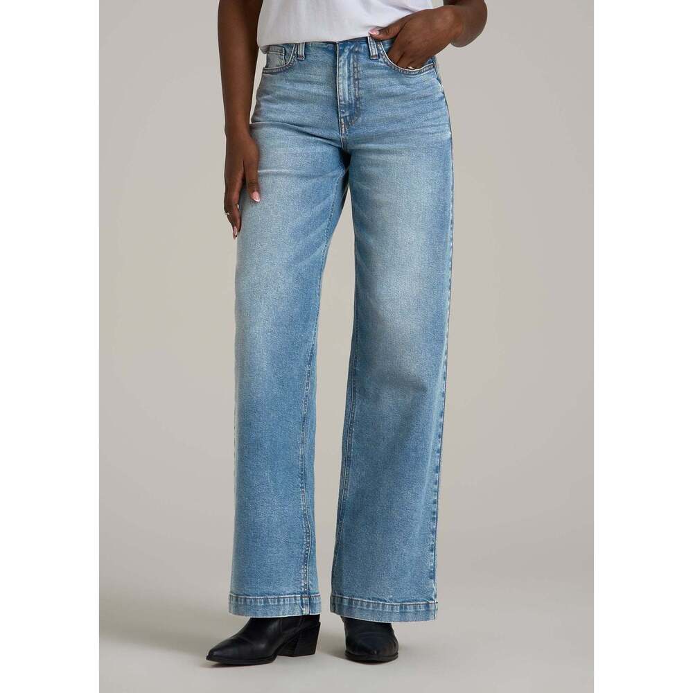 American Tall Luna High-Rise Wide-Leg Jeans for Tall Women in Heritage Faded Siz